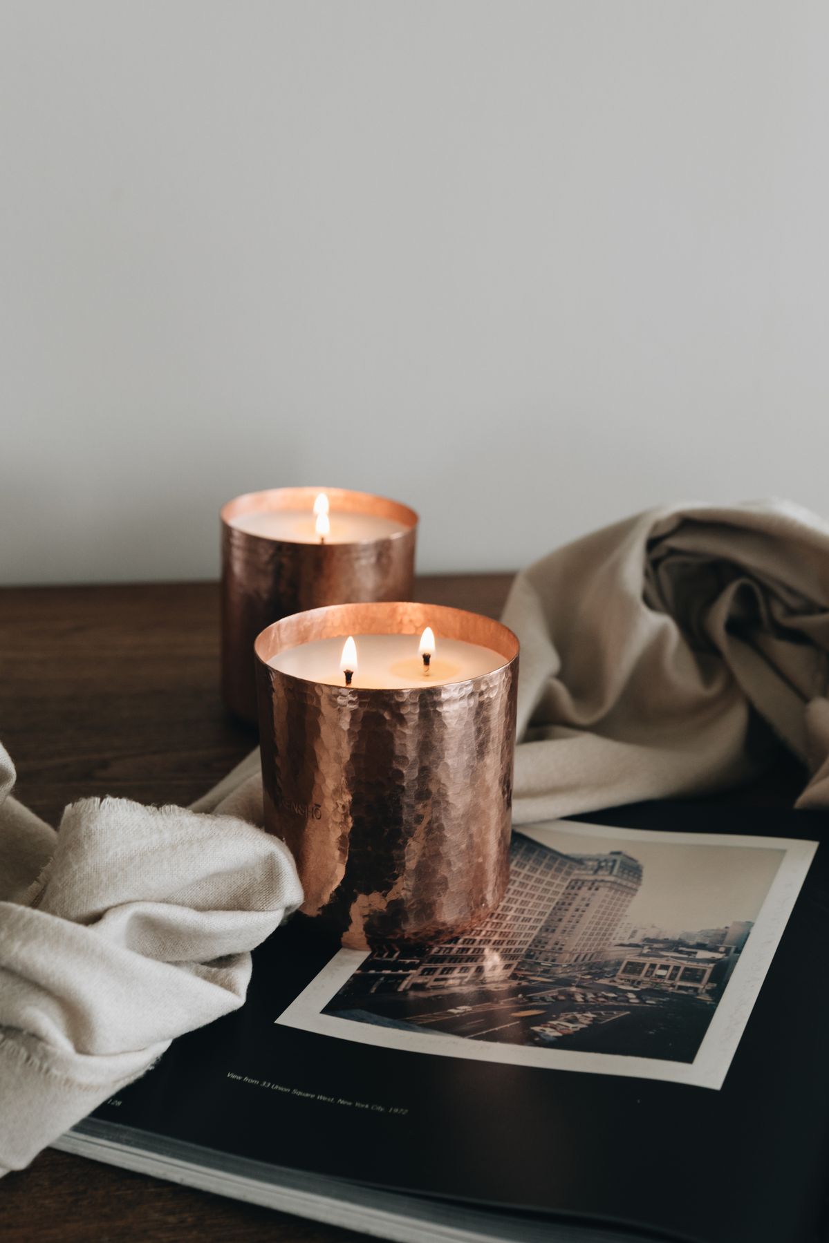 Artisan Textured Gold Ceramic Candle Holder