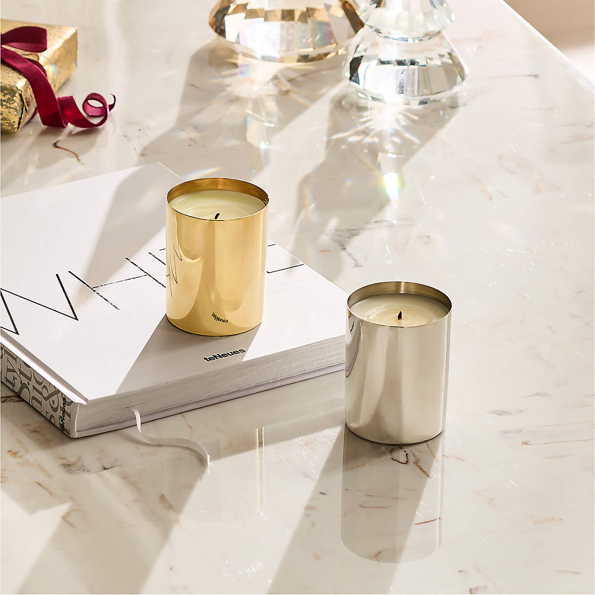 Artisan Textured Gold Ceramic Candle Holder